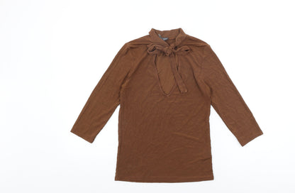 Womens UK Size S Sparkle & Fade Brown Basic T-Shirt
