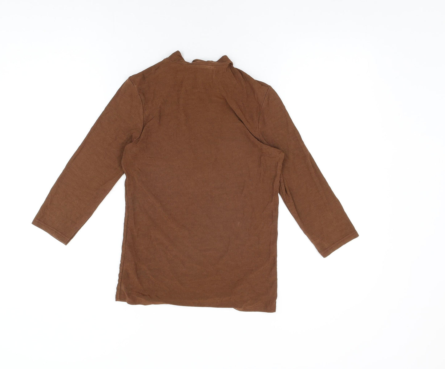 Womens UK Size S Sparkle & Fade Brown Basic T-Shirt