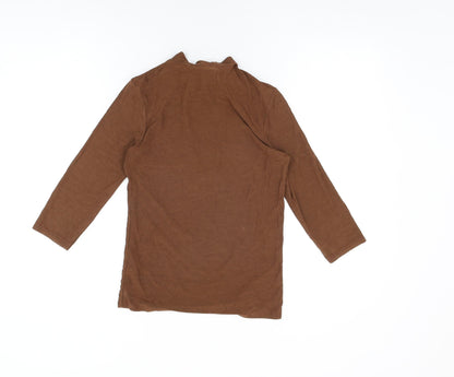 Womens UK Size S Sparkle & Fade Brown Basic T-Shirt