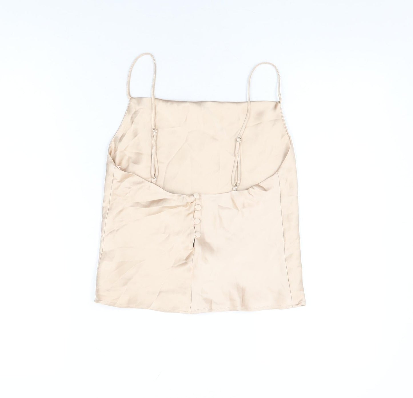Zara Womens Beige Polyester Cropped T-Shirt Size XS Square Neck