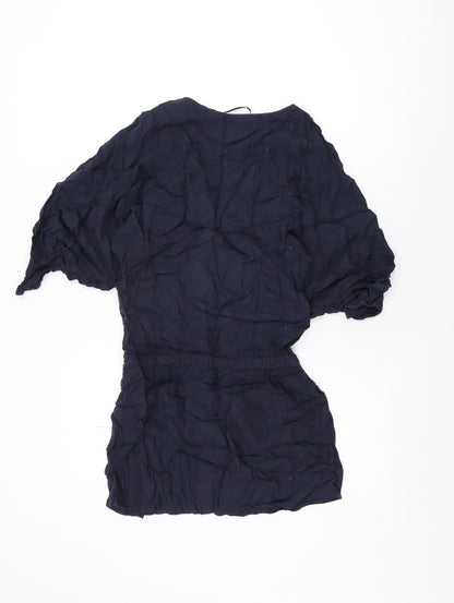Womens UK Size XS Zara Blue Basic T-Shirt