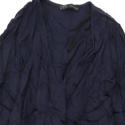 Womens UK Size XS Zara Blue Basic T-Shirt