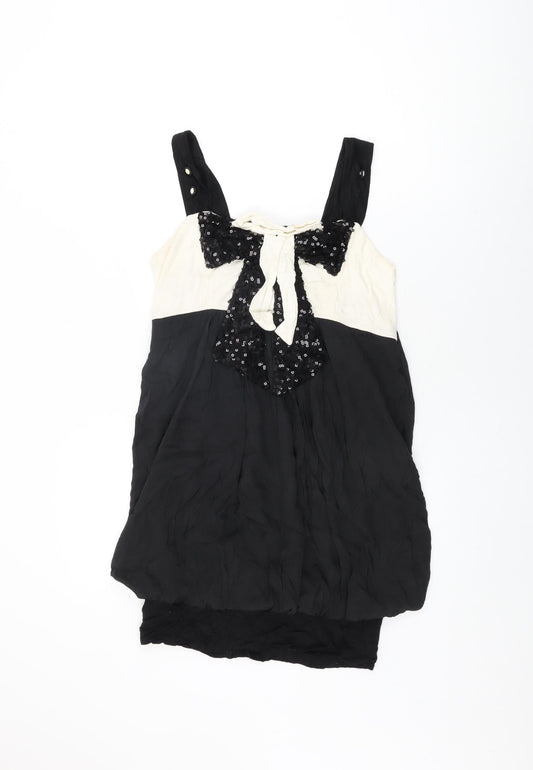 New York Laundry Womens Black Viscose Shift Size 12 Square Neck Pullover