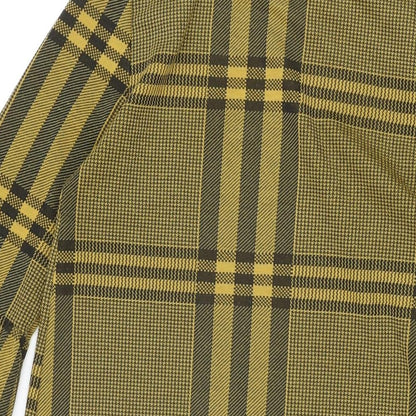 New Look Womens Yellow Plaid Polyester Shift Size 8 Round Neck Pullover