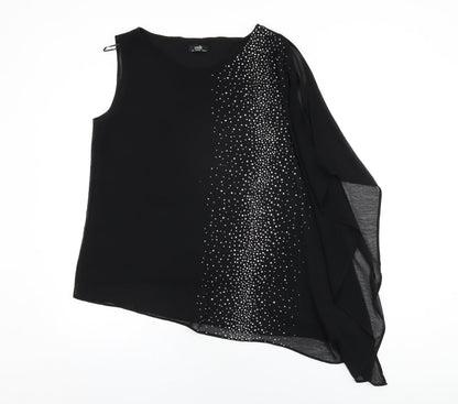 Womens UK Size M Wallis Black Basic Blouse