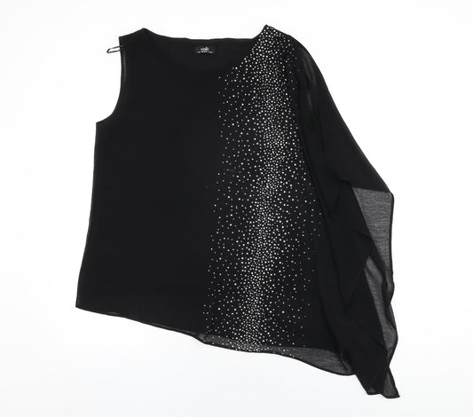 Womens UK Size M Wallis Black Basic Blouse