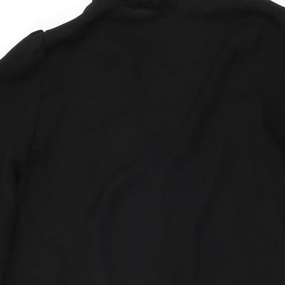 New Look Womens Black Polyester Shift Size 12 Round Neck Button