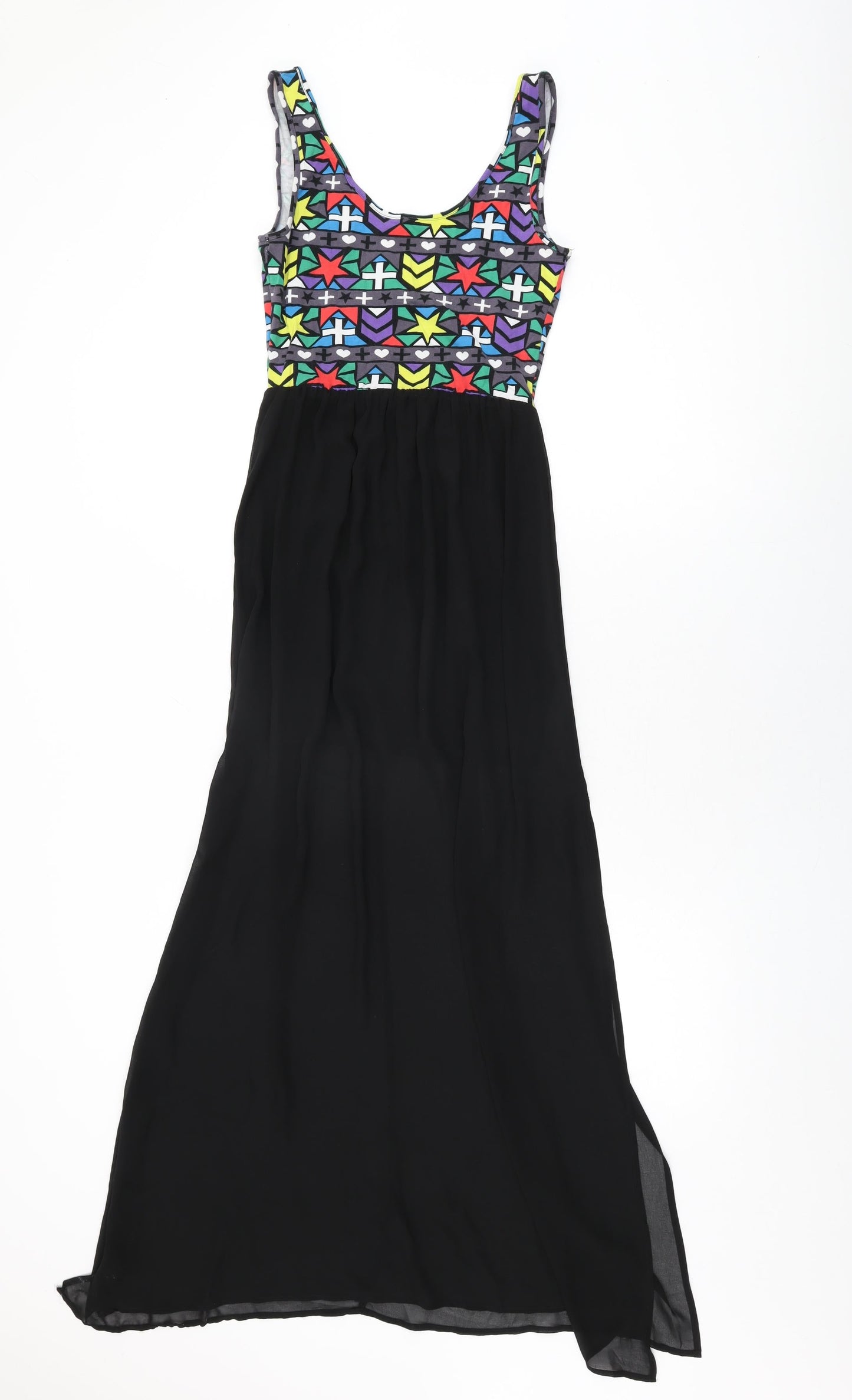 H&M Womens Multicoloured Geometric Cotton Maxi Size 8 Round Neck Pullover
