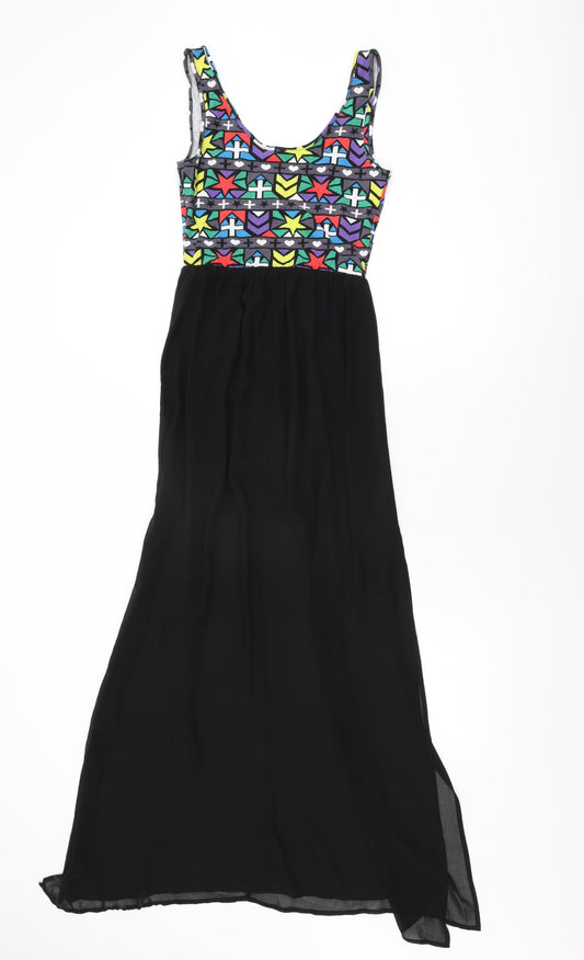 H&M Womens Multicoloured Geometric Cotton Maxi Size 8 Round Neck Pullover