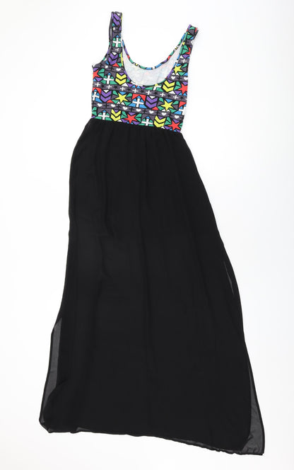 H&M Womens Multicoloured Geometric Cotton Maxi Size 8 Round Neck Pullover