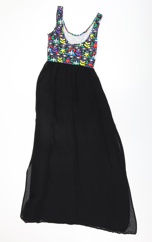 H&M Womens Multicoloured Geometric Cotton Maxi Size 8 Round Neck Pullover