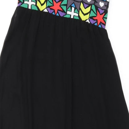 H&M Womens Multicoloured Geometric Cotton Maxi Size 8 Round Neck Pullover