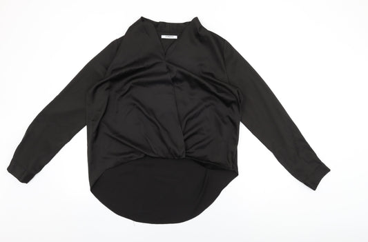 Glamorous Womens Black Polyester Basic Blouse Size M V-Neck