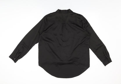 Glamorous Womens Black Polyester Basic Blouse Size M V-Neck