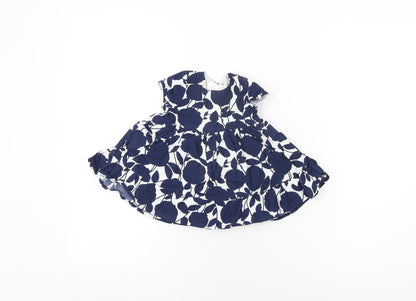 Gap Girls White Floral Cotton A-Line Size 0-3 Months Round Neck Zip