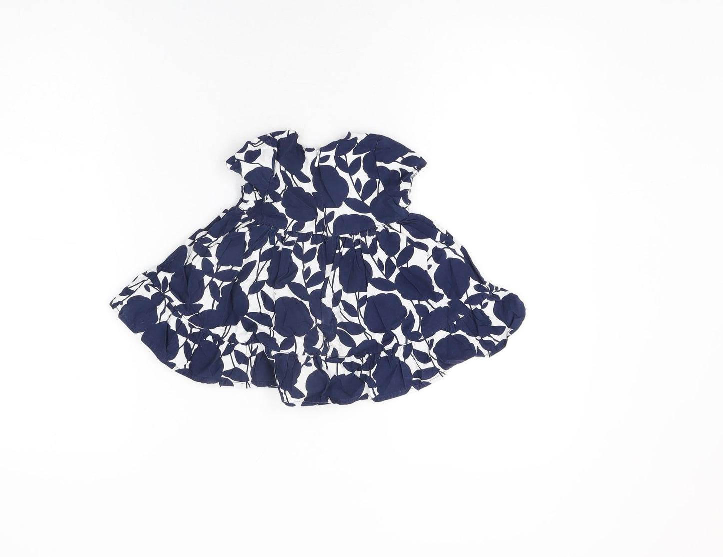 Gap Girls White Floral Cotton A-Line Size 0-3 Months Round Neck Zip