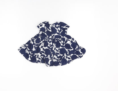 Gap Girls White Floral Cotton A-Line Size 0-3 Months Round Neck Zip