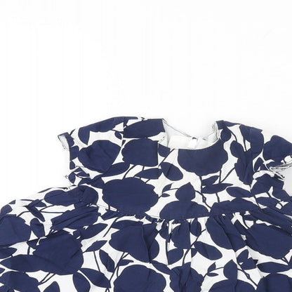 Gap Girls White Floral Cotton A-Line Size 0-3 Months Round Neck Zip