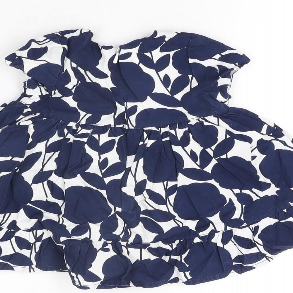 Gap Girls White Floral Cotton A-Line Size 0-3 Months Round Neck Zip