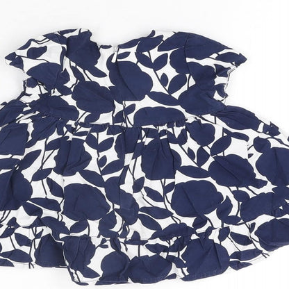 Gap Girls White Floral Cotton A-Line Size 0-3 Months Round Neck Zip