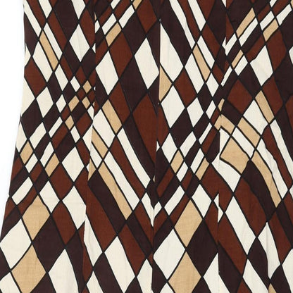 Endora Womens Brown Geometric Viscose Shift Size 10 Round Neck Zip