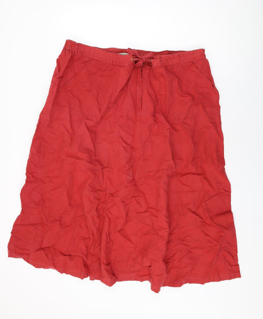 TSW Sportswear Womens Red Linen Swing Skirt Size 26 Zip