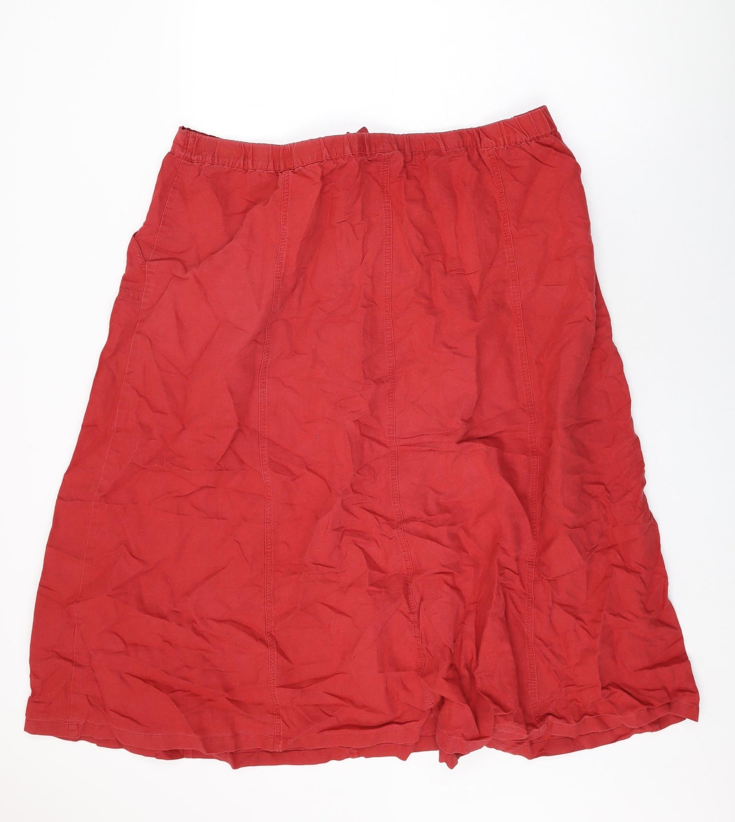 TSW Sportswear Womens Red Linen Swing Skirt Size 26 Zip