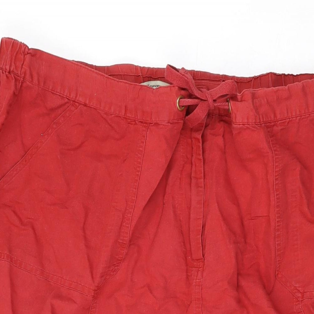 TSW Sportswear Womens Red Linen Swing Skirt Size 26 Zip