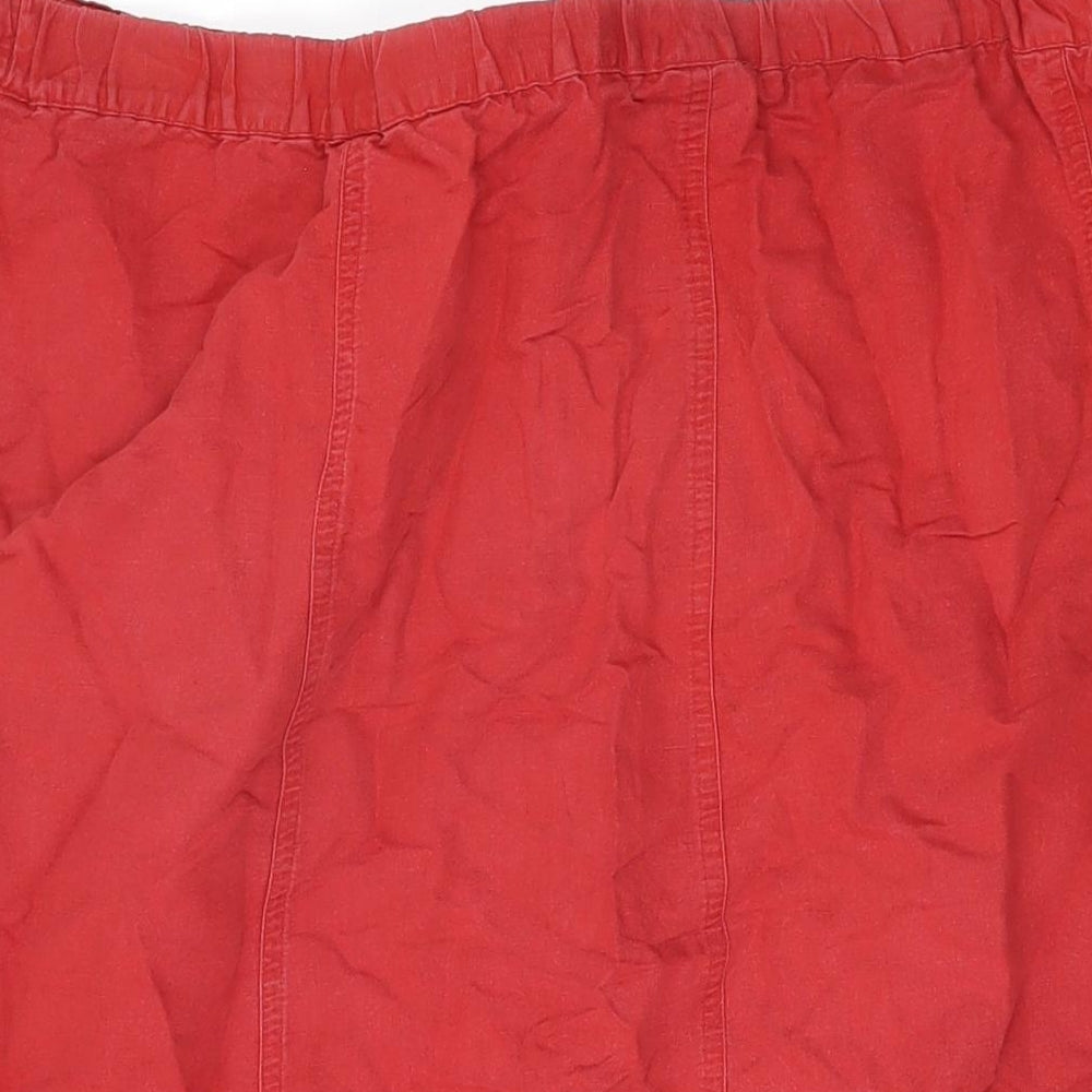 TSW Sportswear Womens Red Linen Swing Skirt Size 26 Zip
