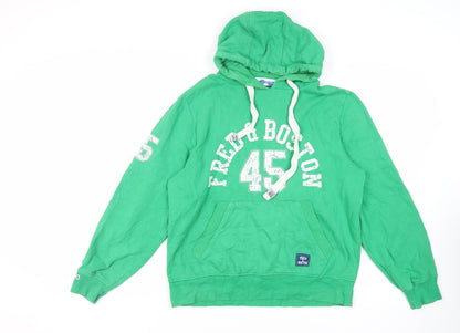 Fred &Boston Mens Green Cotton Pullover Hoodie Size L - Pockets