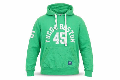 Fred &Boston Mens Green Cotton Pullover Hoodie Size L - Pockets