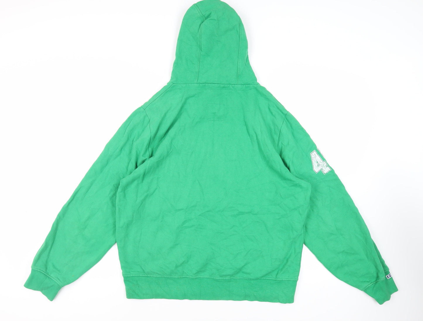 Fred &Boston Mens Green Cotton Pullover Hoodie Size L - Pockets