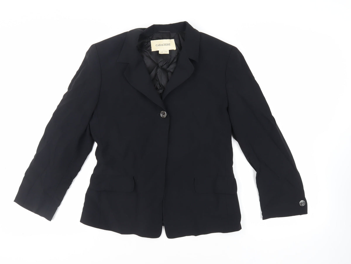 Caractére Womens Black Jacket Blazer Size 12 Button