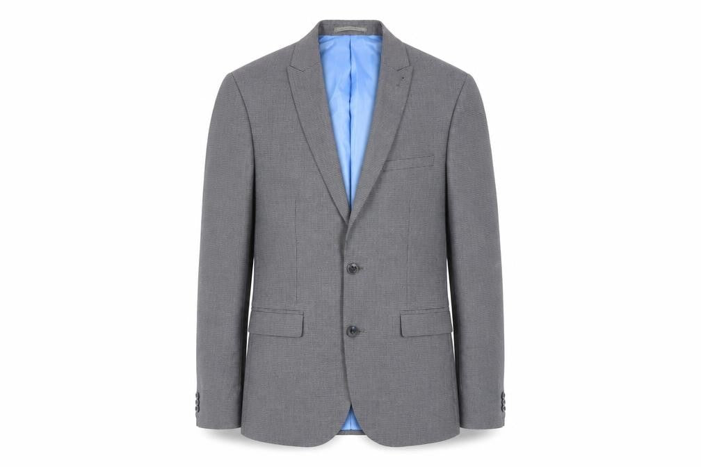 Marks & Spencer Mens Grey Geometric Polyester Jacket Suit Jacket Size 36 Regular