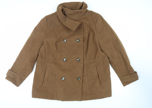 Womens UK Size 2XL H&M Brown Pea Coat