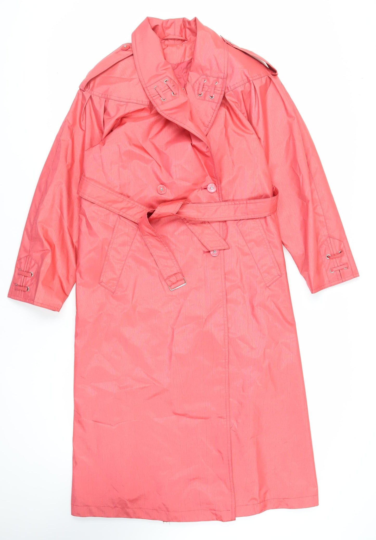 Laura Winston Womens Pink Trench Coat Coat Size 10 Button - Belted Water Resistant