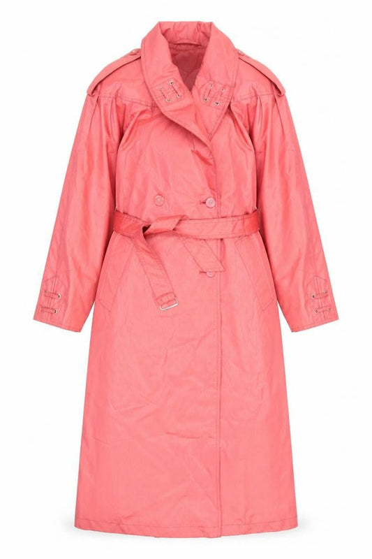 Laura Winston Womens Pink Trench Coat Coat Size 10 Button - Belted Water Resistant