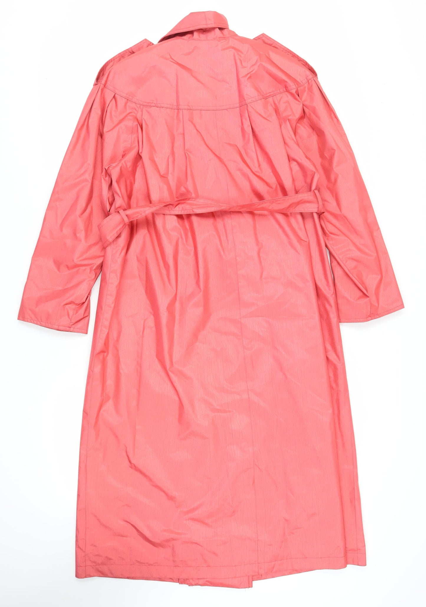 Laura Winston Womens Pink Trench Coat Coat Size 10 Button - Belted Water Resistant