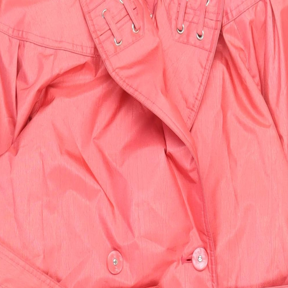 Laura Winston Womens Pink Trench Coat Coat Size 10 Button - Belted Water Resistant