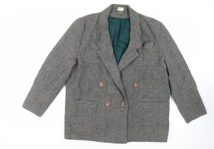 The Label Collection Womens Brown Plaid Jacket Blazer Size 18 Button - Vintage