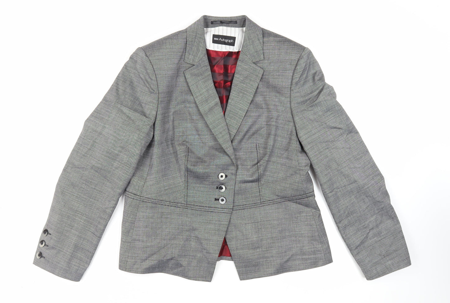 Autograph Womens Grey Jacket Blazer Size 16 Button