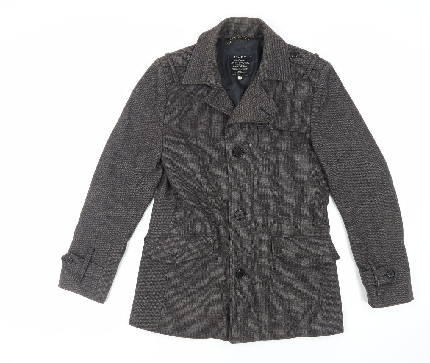 Mens UK Size S River Island Grey Jacket