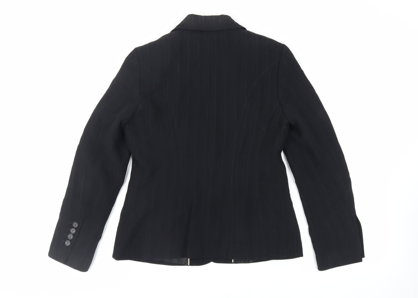 Autograph Womens Black Striped Jacket Blazer Size 12 Button