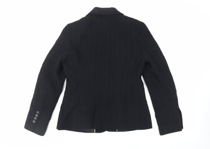 Autograph Womens Black Striped Jacket Blazer Size 12 Button