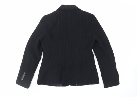 Autograph Womens Black Striped Jacket Blazer Size 12 Button