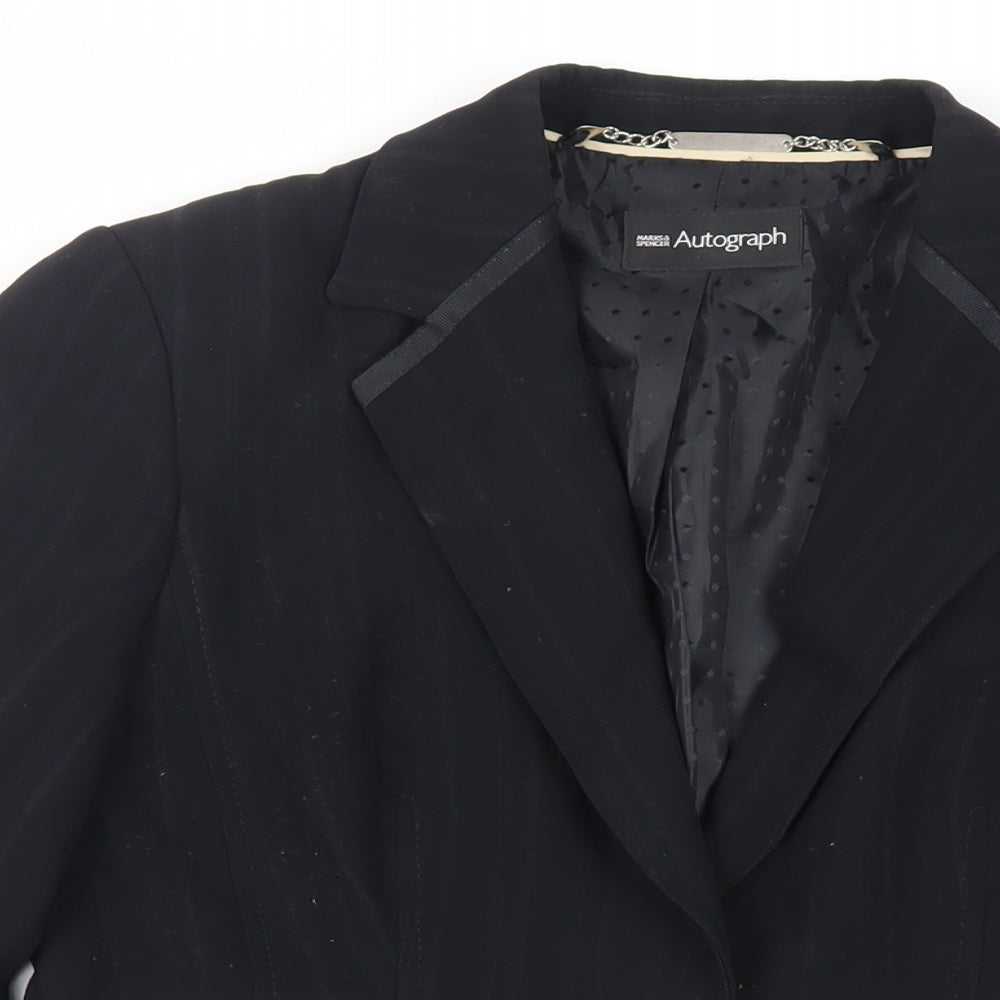 Autograph Womens Black Striped Jacket Blazer Size 12 Button