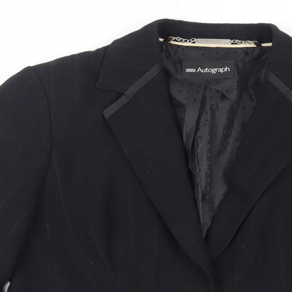 Autograph Womens Black Striped Jacket Blazer Size 12 Button