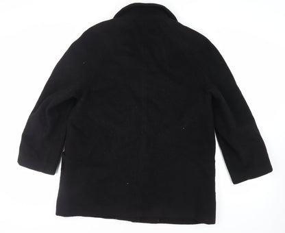 David Barry Womens Black Overcoat Coat Size 18 Button