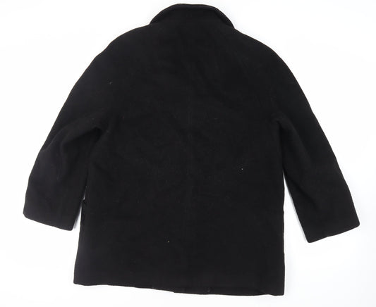David Barry Womens Black Overcoat Coat Size 18 Button