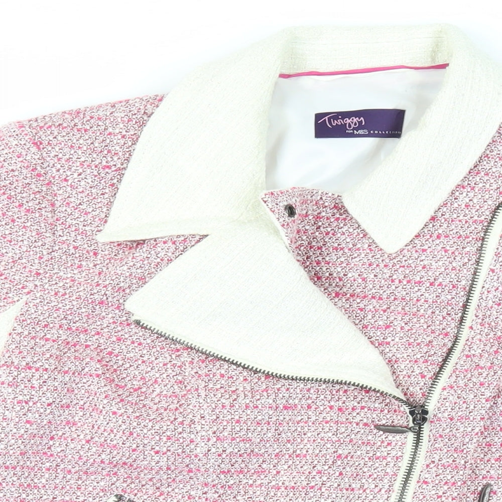 Womens UK Size 14 Marks and Spencer Pink Biker Coat
